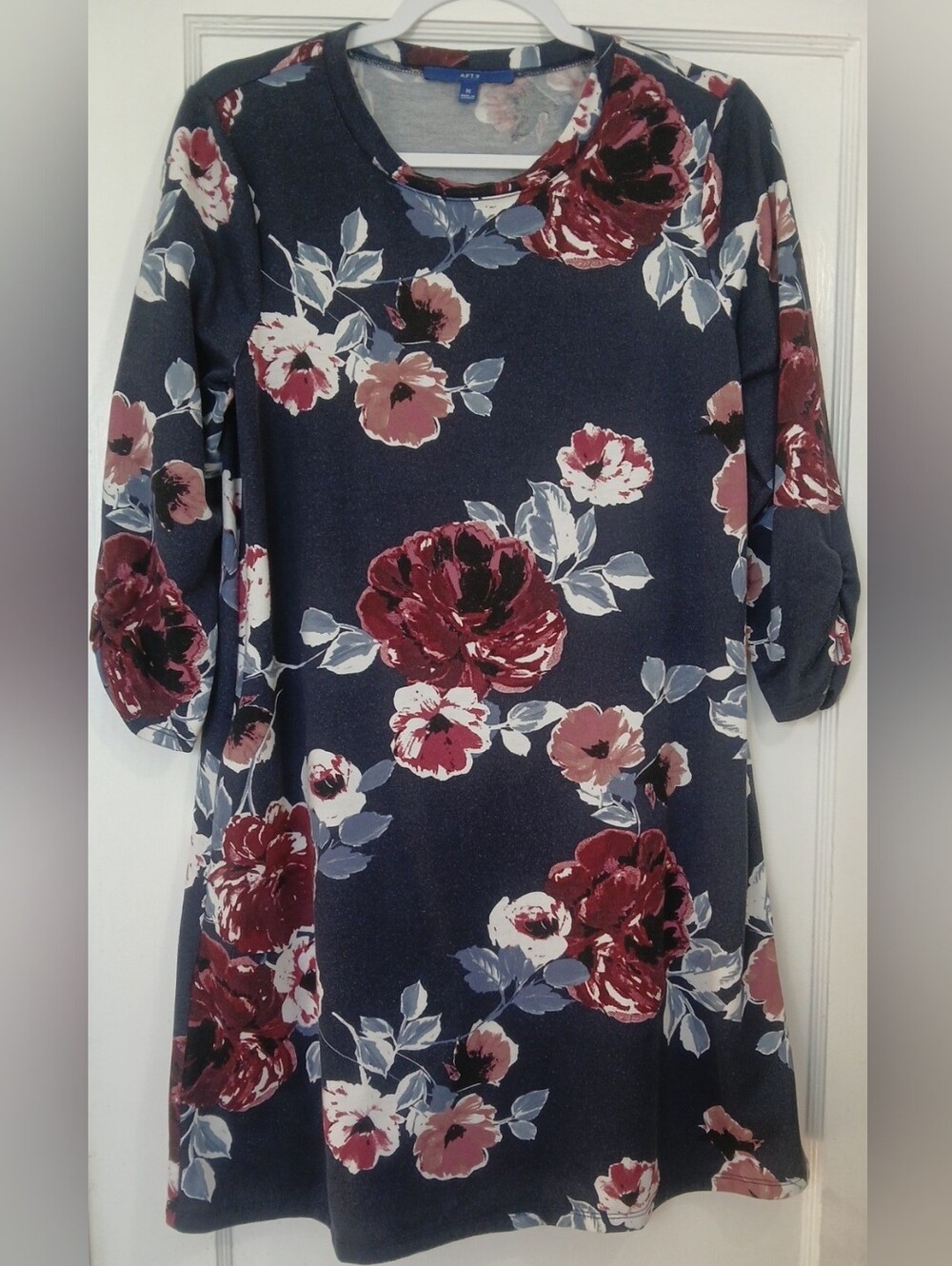 Apt. 9 Navy Floral Long Sleeve Dress